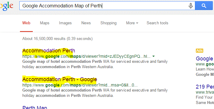 Google map accommodation perth